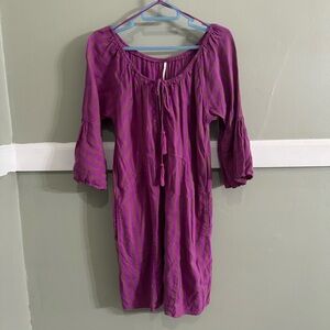 Free People Boho Orchid Combo Linen Dress, Size Small
